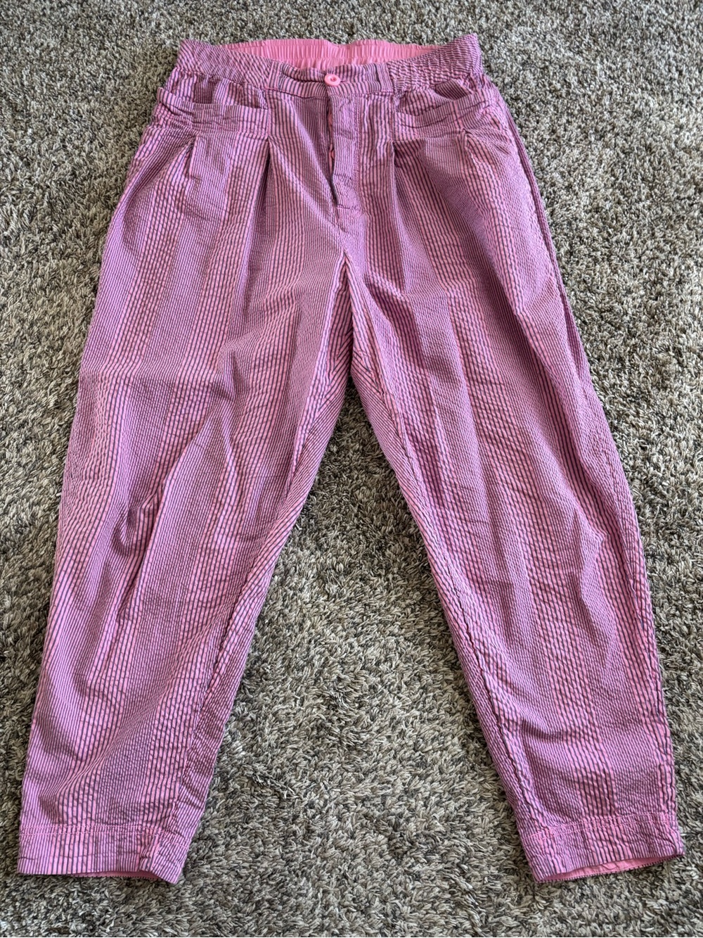 FREE PEOPLE Pink Seersucker Pants